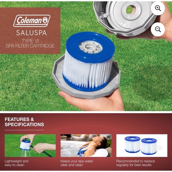 Coleman Spa Filter Cartridge VI Twin Pack Replacement for Coleman Saluspa (6) - Picture 4 of 8